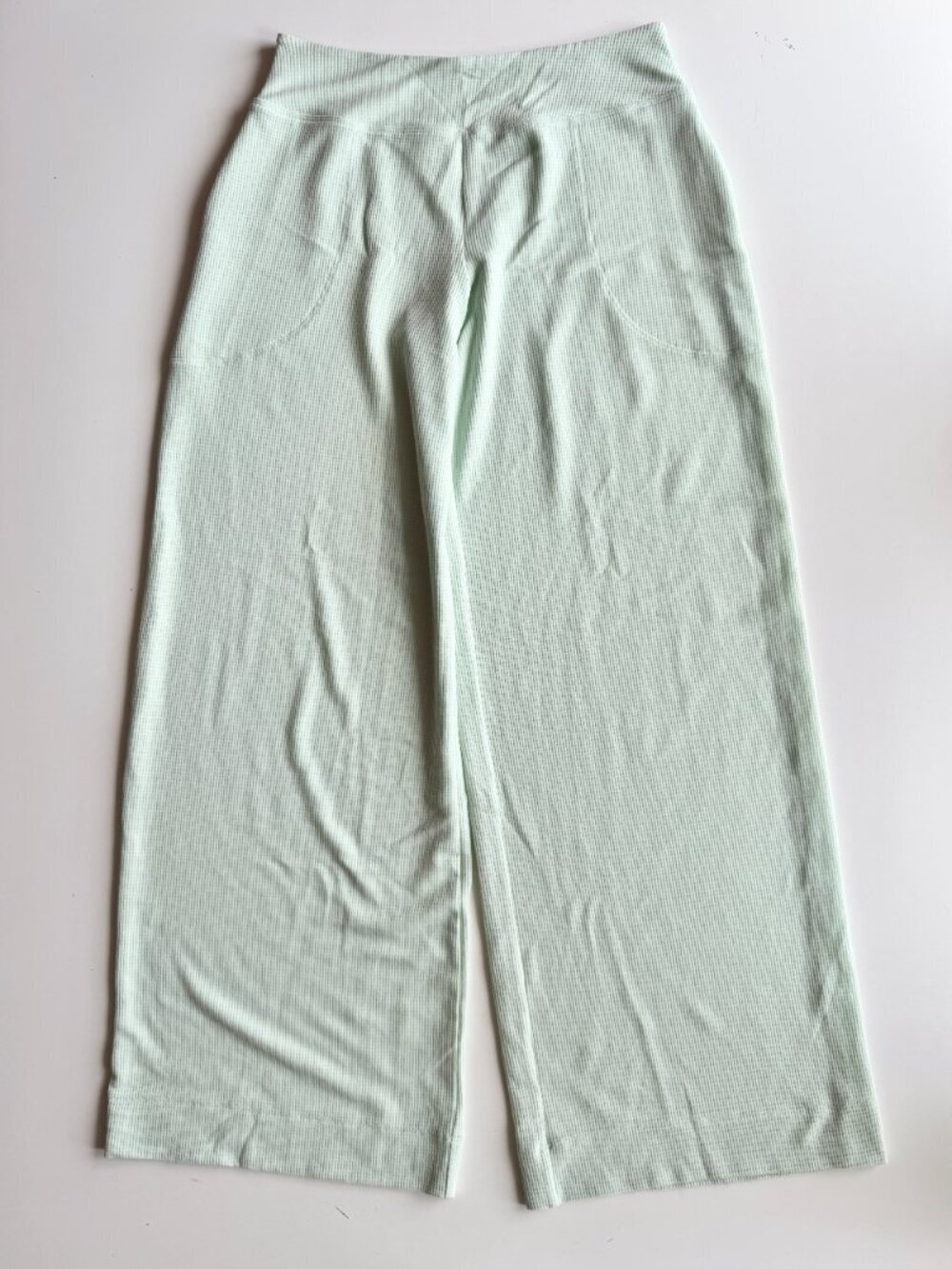 ATHLETA Wind Down Sleep Wide Leg Mint Green Cotton Waffle Knit Pants, Size XS - Picture 2 of 9